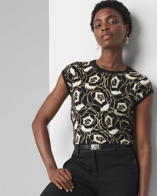 Floral Jacquard Sweater Tee | White House Black Market